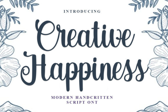 Creative Happiness Script Font for Handmade Design